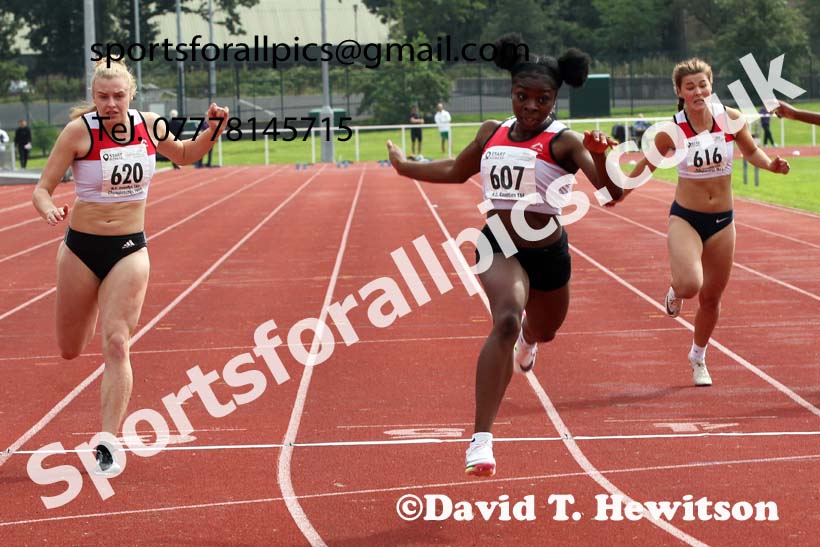 Women and Girls 100 metres, 2021 North Eastern Track and Field Champs., Middesbrough. Photo: David T. Hewitson/Sports for All Pics